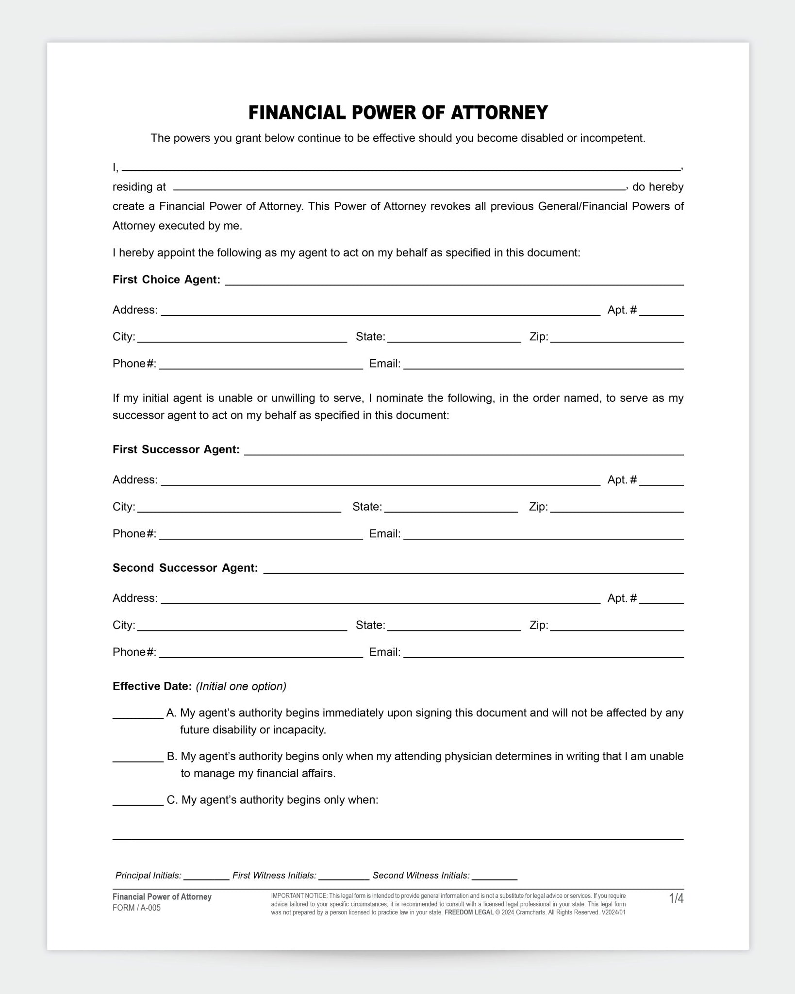 Financial Power Of Attorney - Cramcharts.com