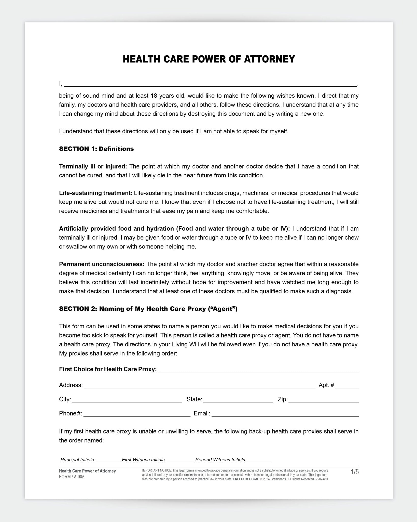 Health Care Power Of Attorney - Cramcharts.com