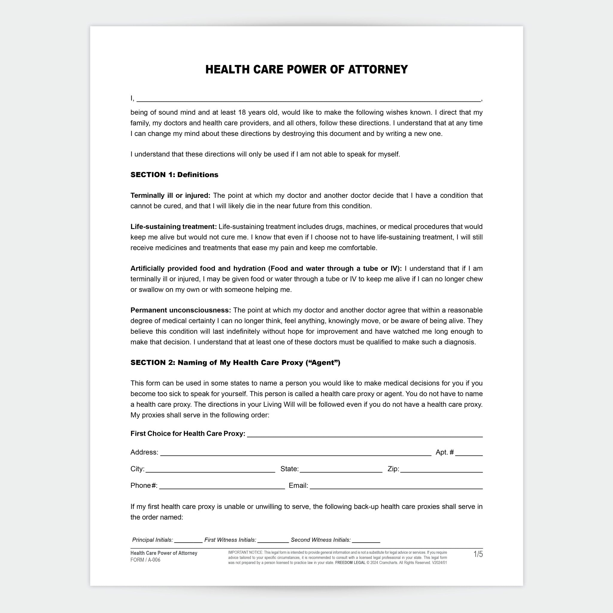 Health Care Power Of Attorney - Cramcharts.com