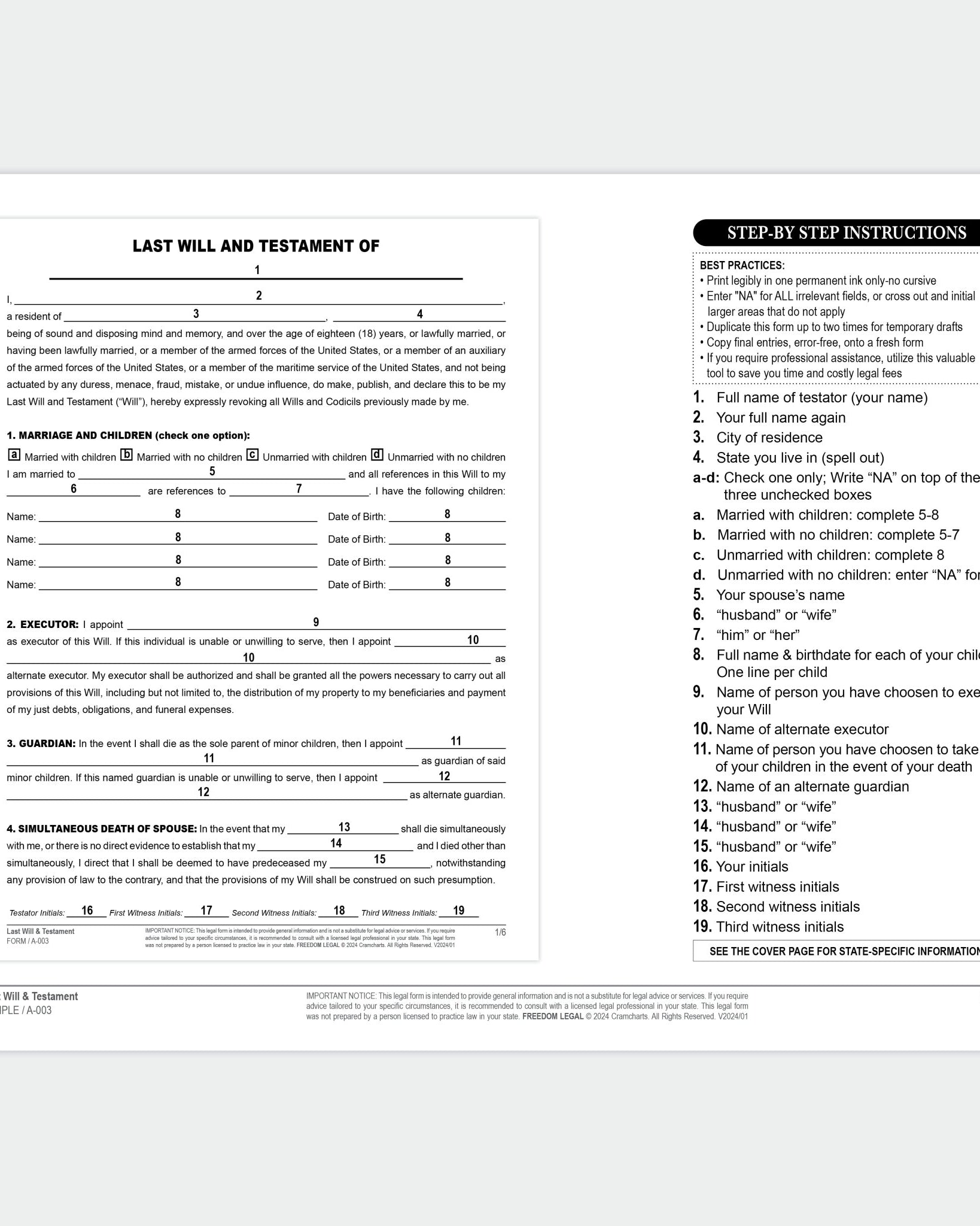 Last Will & Testament - Cramcharts.com