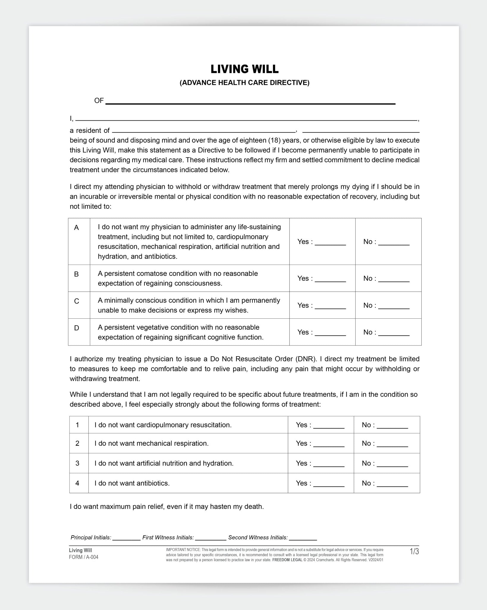 Living Will - Cramcharts.com