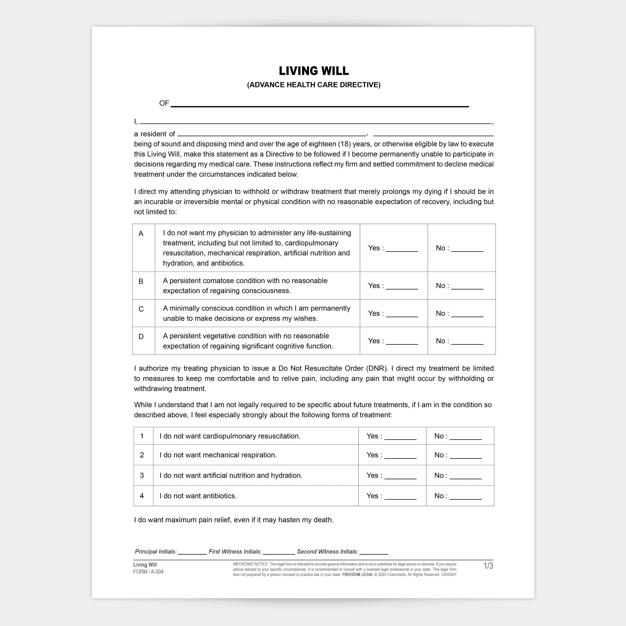 Living Will - Cramcharts.com