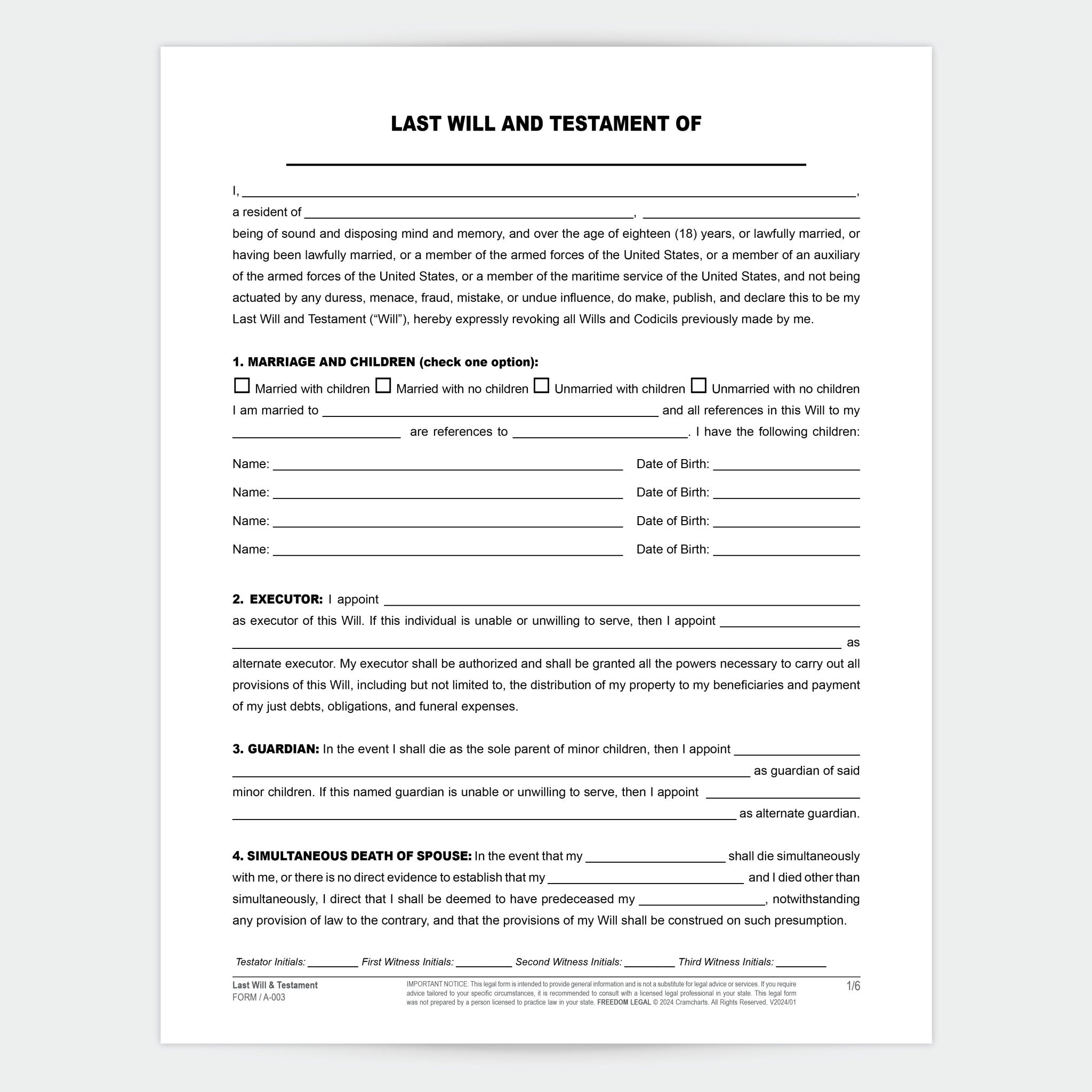 Last Will & Testament - Cramcharts.com